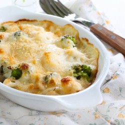 A4. menu de la semaine - Gratin de pâtes au poulet Alfredo et brocolis