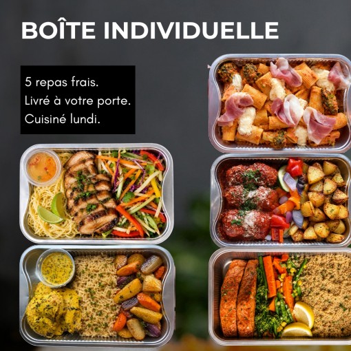  a. Boîte individuelle - 5 repas frais pour la semaine (8 au 13 juin)
