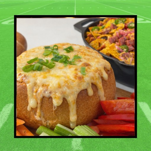 A. 2026 Super Bowl LX - Trempette chaude en miche fromagée au poulet-buffalo