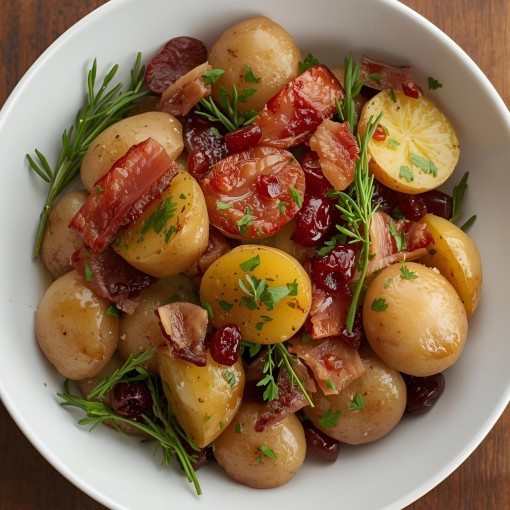A. Noël: Patates grelot et légumes bacon-canneberges