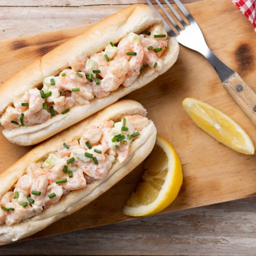 a1. menu de semaine - guédille aux crevettes et goberge, salade de chou