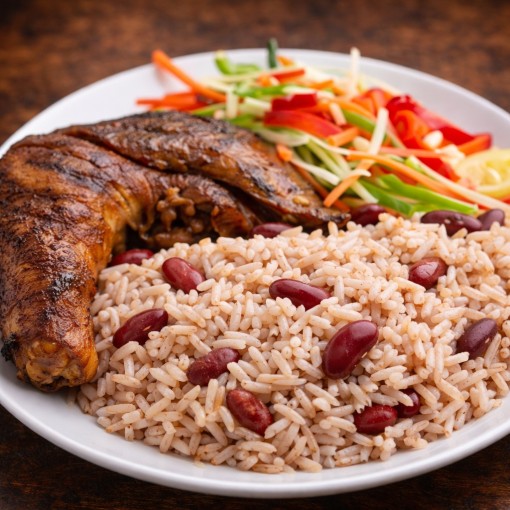 a3. menu de semaine - Haut de cuisse de poulet jerk (désossé) et riz collé