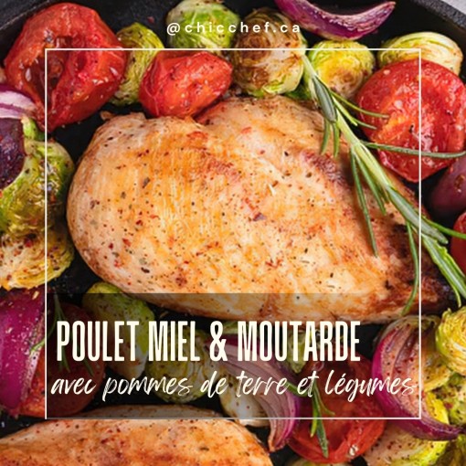 a4. Menue de la semaine - Poulet miel & moutarde avec pommes de terre et légumes