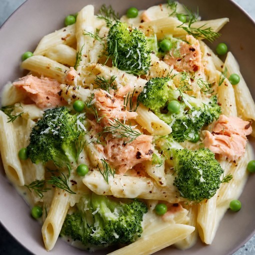 a2. menu de la semaine - Pâtes au saumon frais du jour