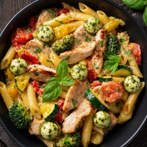 a2. menu de la semaine - Pâtes Primavera au poulet grillé