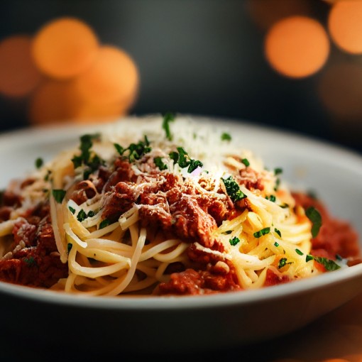 a5. menu de la semaine - Spaghetti bolognaise et pain à l'ail gratiné