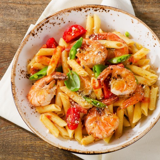 a3. menu de la semaine - Crevettes sauce tomates séchées et feta