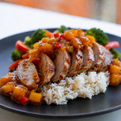 a3. menu de la semaine - Filet de porc et chutney de mangues