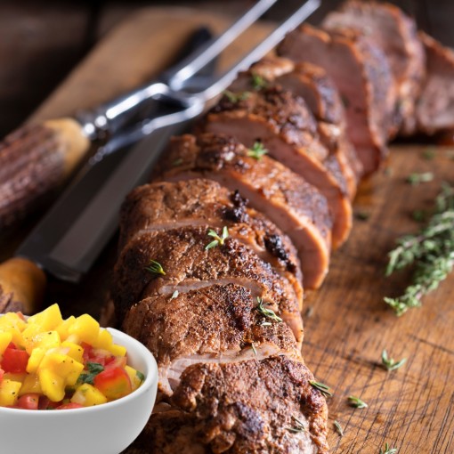 a4. menu de la semaine - Filet de porc, pêches et épices