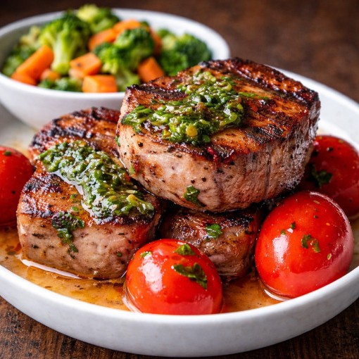 a3. Menu de la semaine - Porc grillé chimichurri avec pommes de terre et légumes