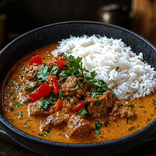 a3. menu de semaine - Veau braisé, sauce korma au beurre d'amandes et lait de coco