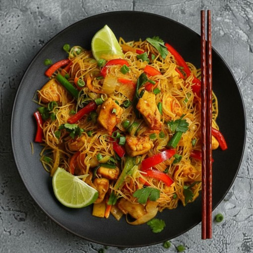 a4. menu de la semaine - Nouilles Singapore au poulet