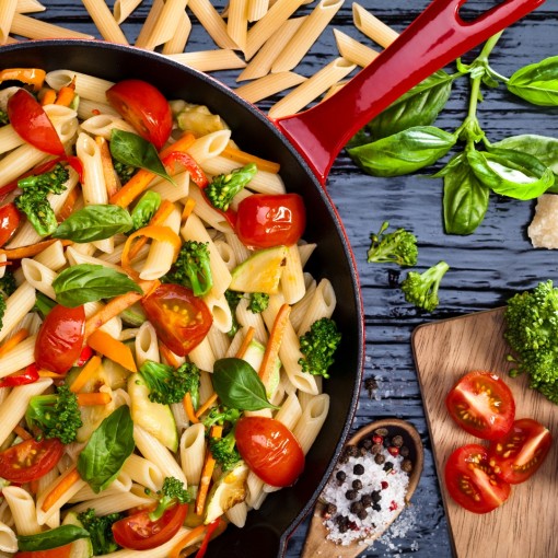 a3. menu de la semaine - Pâtes Primavera, poulet grillé et bocconcinis au pesto