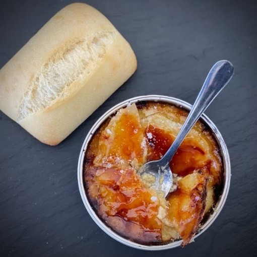 Crème brûlée de foie gras et son confit d'abricots épicé