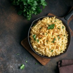 d. Prêt-à -manger congelé: Mac & cheese quatre fromages et bacon